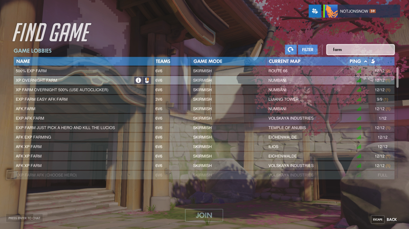 Illustration for article titled Overwatch Players Are Abusing Custom Games To Farm XP